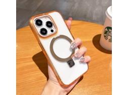 Suporte Casa Magsafe Para Iphone 15 Pro Pele Sintética Dourado