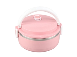 Caixa de Almoço S/MARCA térmica portátil de aço inox rosa 0,7l com fecho seguro e alça ergonômica