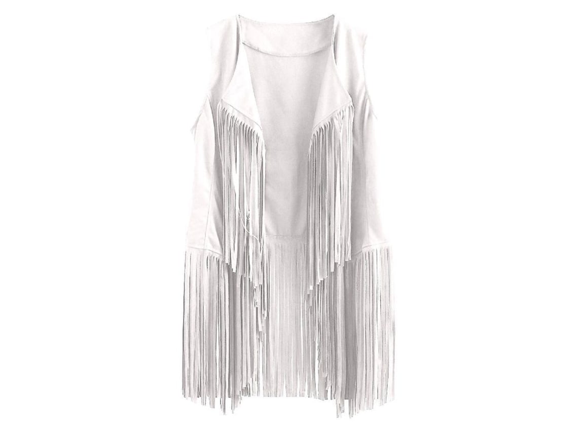 2026 chaleco Sem Mangas de Camurça com Frunços para Mulher Estilo Étnico Outono Inverno