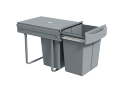 Balde De Lixo Sob Balcão 2 Contentores Removíveis 2x20l Cinzento