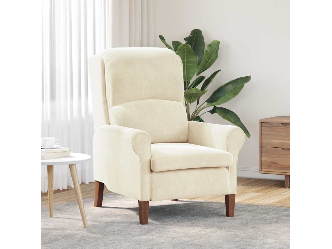 Vidaxl Poltrona Creme Veludo
