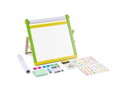 Cavalete Infantil Dupla Face Com Quadro Negro, Whiteboard, Letras Magnéticas E Acessórios Criativos Tekmaquinas