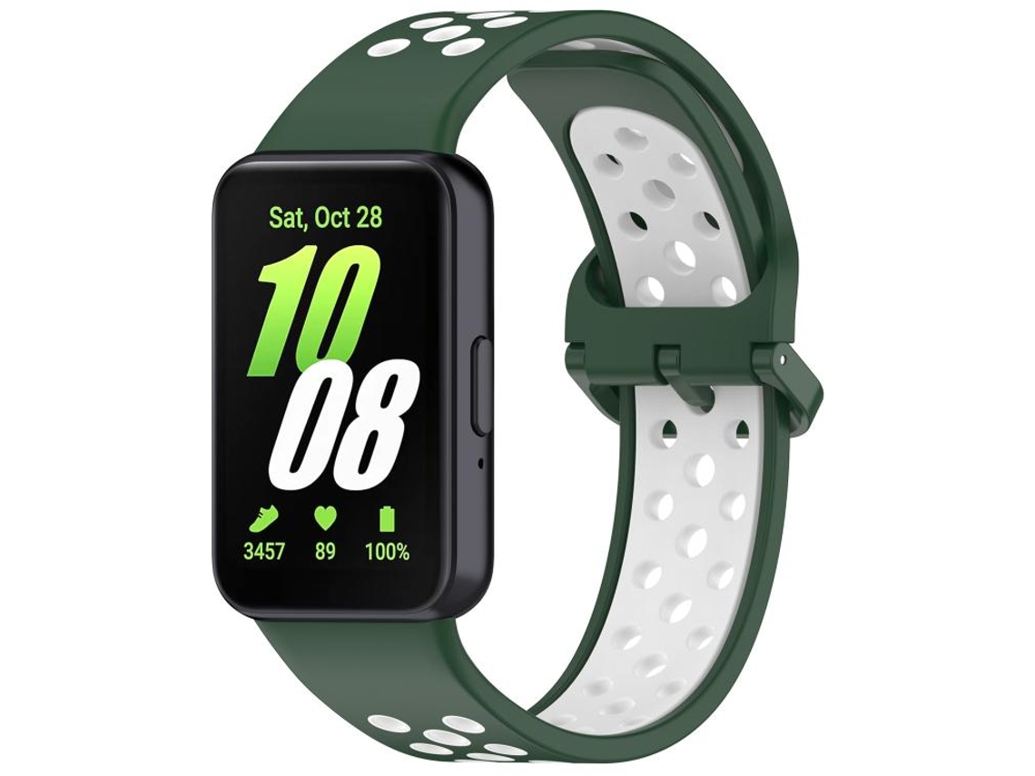 Bracelete para Samsung Galaxy Fit 3 Silicone Respirável Bicolor Verde Escuro e Branco XIAOMOYU