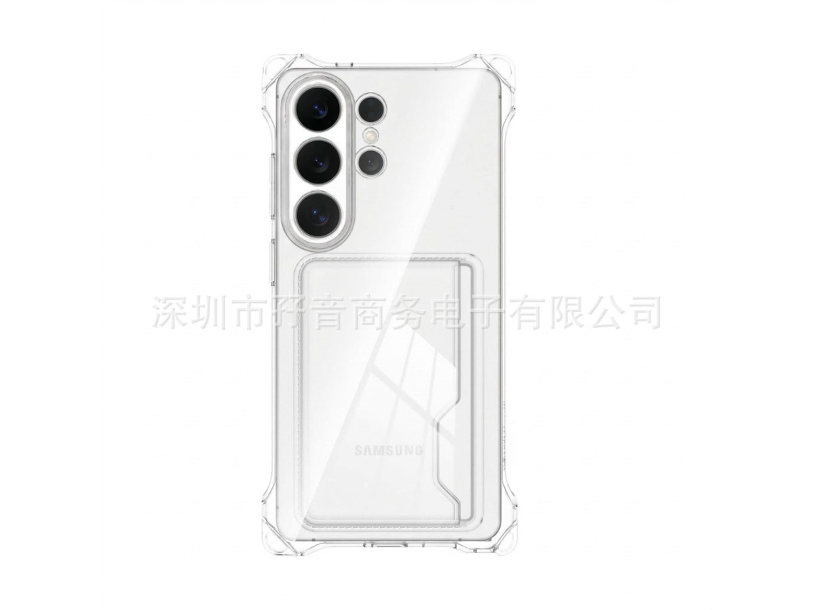 Capa Transparente Grande Para Celular Com Quatro Cantos Reforçados, Compartimento Para Cartão, transparente, Samsung S24 Plus