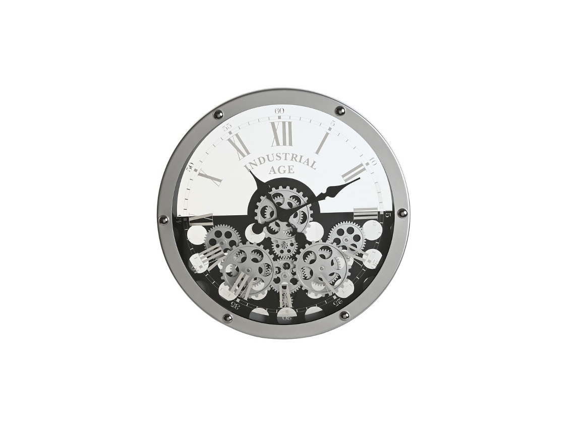 Relógio de Parede HOME ESPRIT Preto Prateado Metal Cristal Engrenagens 52 X 8,5 X 52 Cm