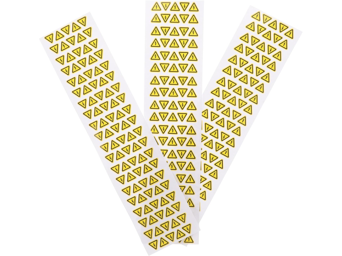 Etiquetas De Segurança Elétrica Triangulares Amarelas Em Pvc, 3 Folhas De Etiquetas.