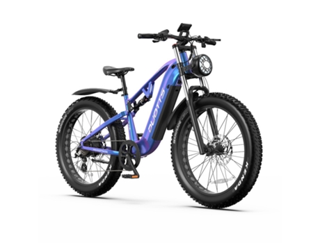 Bicicleta Elétrica E26 Motor Duplo 750W*2 48V/20Ah Bateria 8 Velocidades Shimano Roda 26*4.0'' Azul DUOTTS