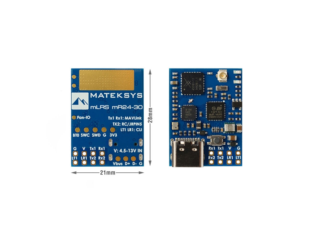 Firmware Mateksys Mr24 30 Mlrs Receptor Mavlink de 30dbm de Potência Rf e 2,4 Ghz para Drones Fpv MDUG (sistema de Longo Alcance Mavlink)