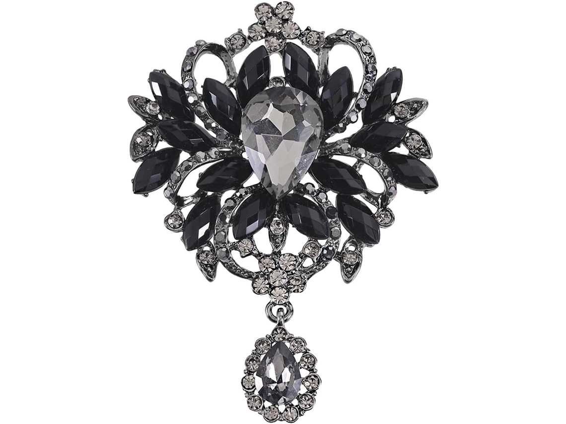 Conjunto De 3 Broches Metal Com Strass Cristal