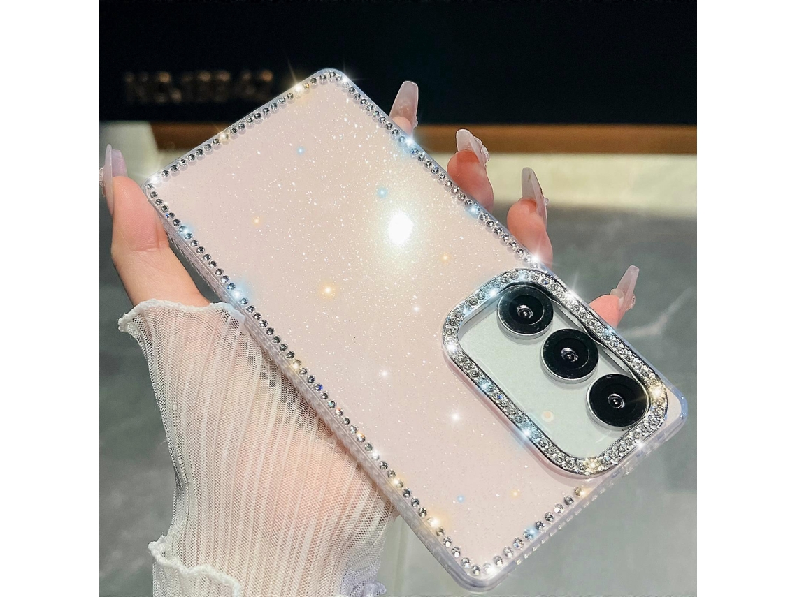 Capa De Celular Antiqueda De Tpu Com Glitter E Strass E 4 Cantos