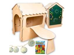 Casinha Infantil de Madeira com Quadro Negro e Mesa PRICENET
