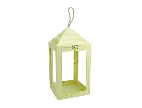 Lanterna Em Madeira 15 X 15 X 30 Cm Megacrea Diy