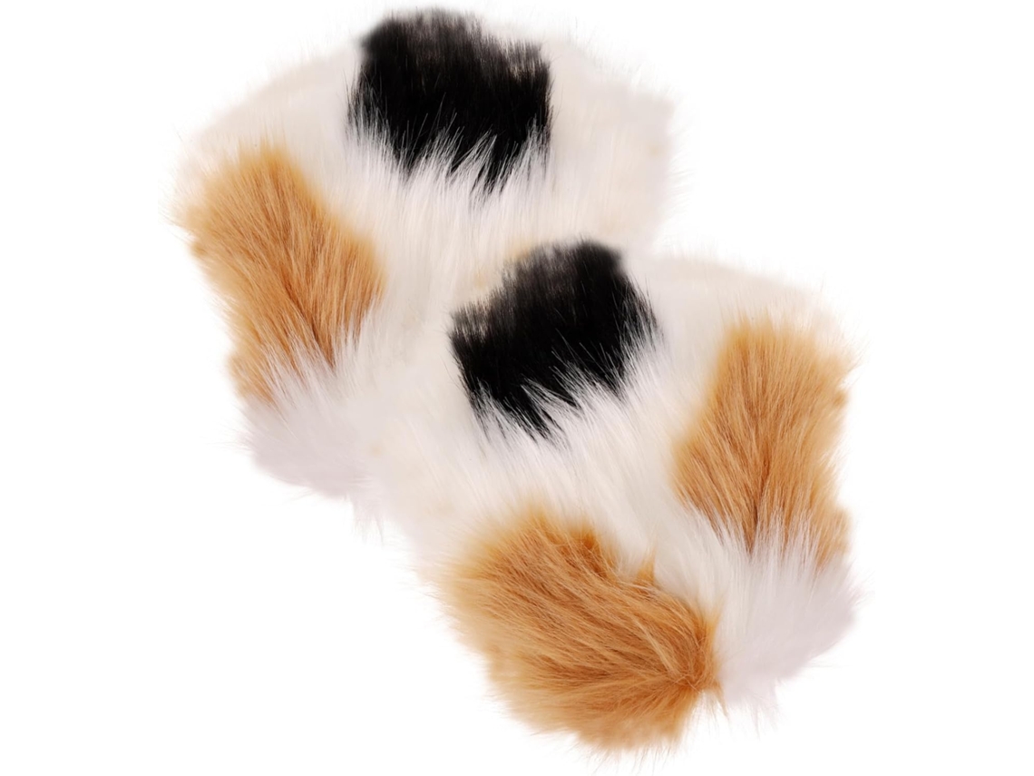 Luvas Sem Dedos Com Estampa De Pata De Gato Fofa Para Cosplay Feminino. Acessórios Macios Para Cosplay.