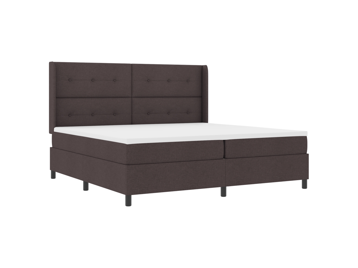 Cama Box  Com Colchão E Led, Marrom Escuro, Vidaxl, Tecido (200x200 Cm)