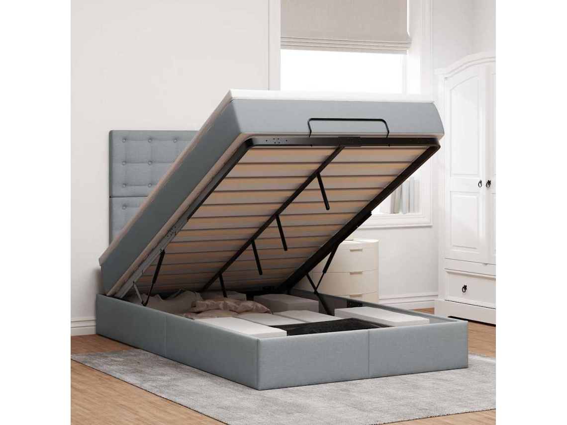 Ottoman Bed, Ottoman Beds Vidaxl Cinzeto Tecido (120 X 190 Cm)