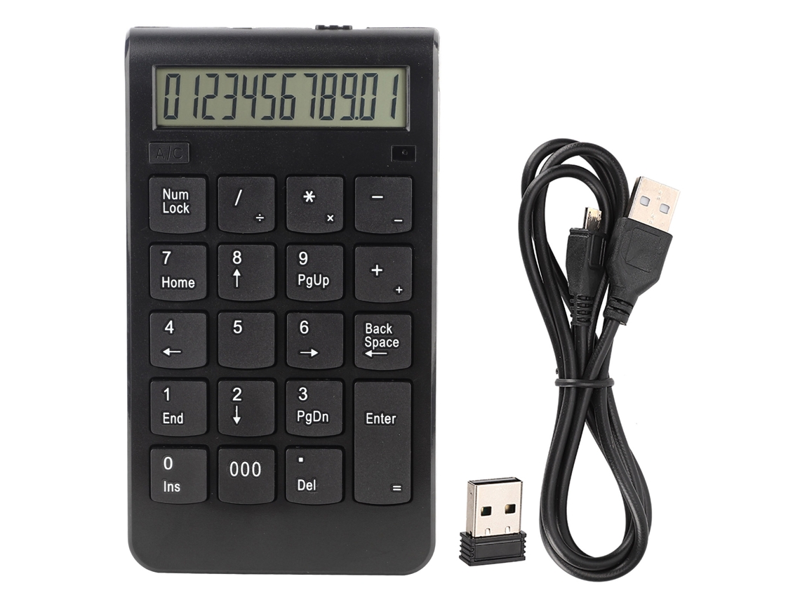 Teclado Numérico Sem Fio Portátil Mini Usb Contabilidade Teclado Digital Preto