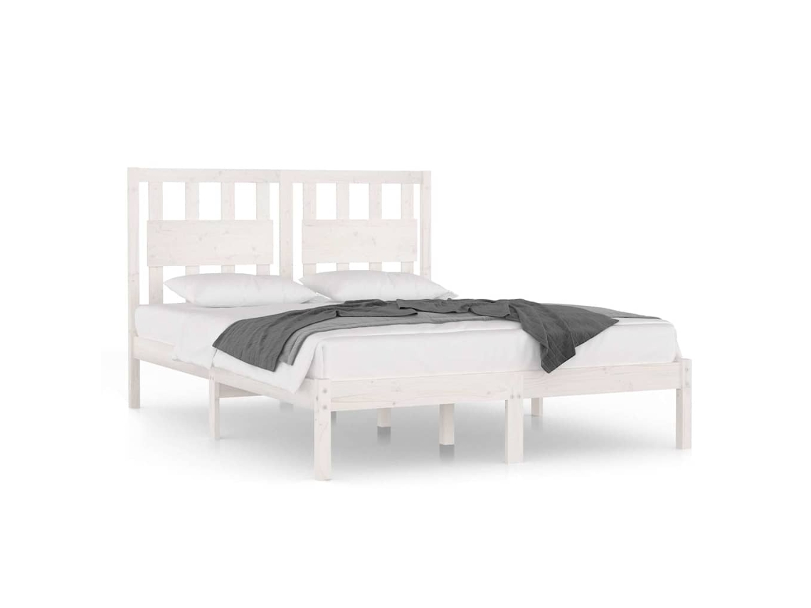 Bed Frame, Bed Frames Vidaxl Branco Madeira De Pinho (140 X 200 Cm)