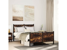 Vidaxl Estrutura de Cama Sem Colchão 120x200 Cm Metal Carvalho Fumado