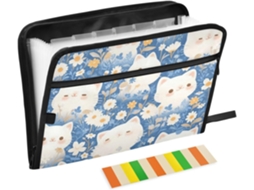 Pastas Suspensas Com Estampa De Margaridas Em Estilo Cartoon, 13 Bolsos, Tamanho A4, Fechamento Com Zíper