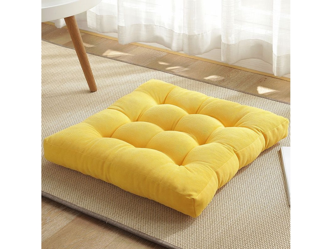 2026 almohada Cuadrada para Suelo Meditación Yoga 18x18 Pulgadas Amarillo Brillante Suave Cómoda