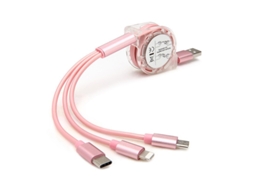 Cabo De Carregamento Retrátil Multi Usb, 3 Em 1 De 1 M, Com Interface Tipo C/micro Usb, Compatível Com Celulares SUNNY SPACES