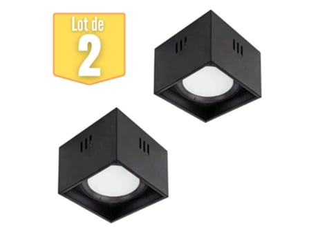 Conjunto de 2 Luzes Quadradas de Teto Led 10W 700Lm 4200K Preto HOROZ