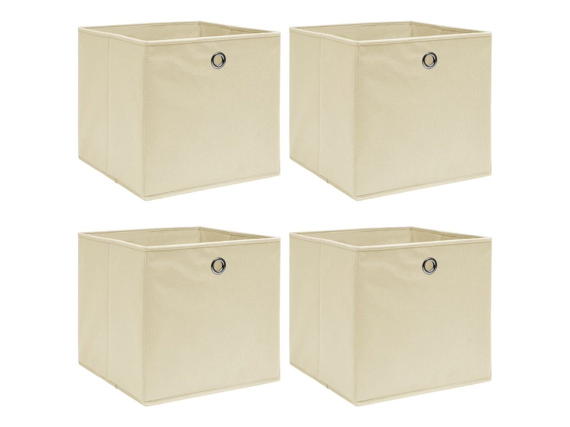 Vidaxl Caixas De Arrumação 4 Pcs 32x32x32 Cm Tecido Creme