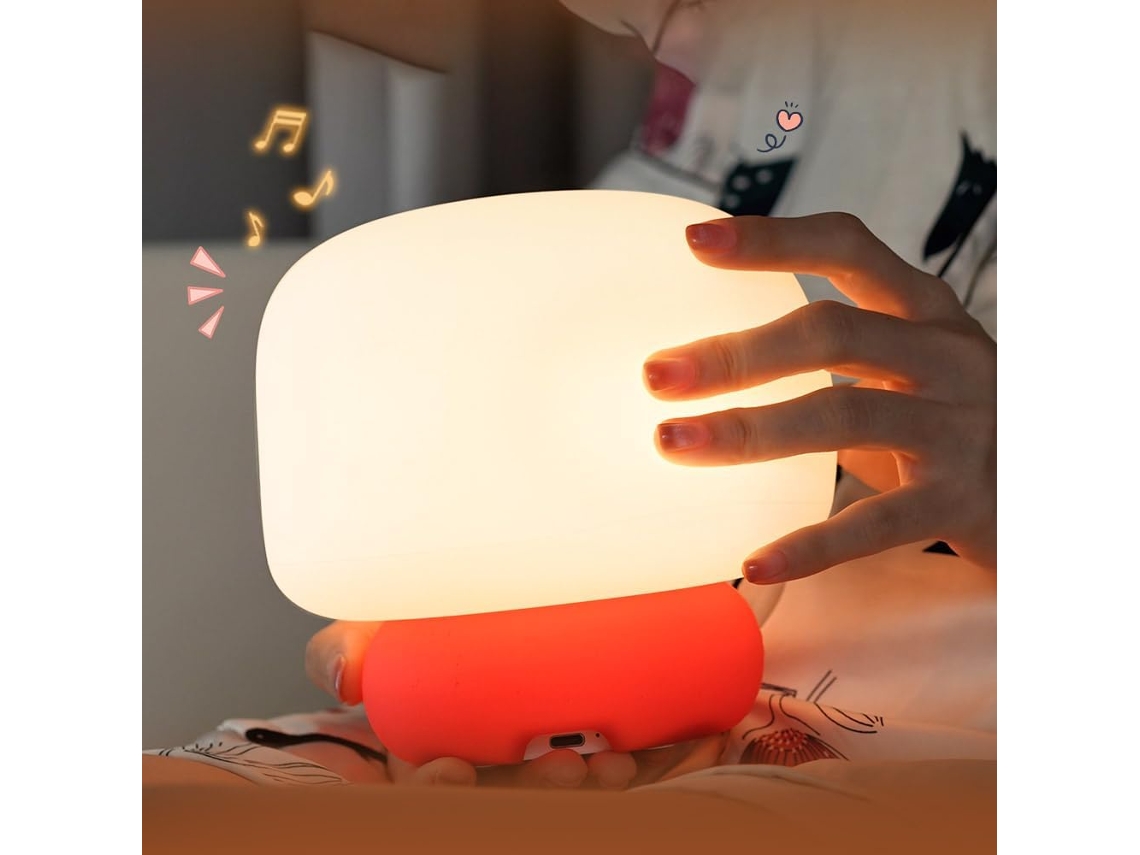 Luz Noturna Led Em Forma De Cogumelo Com Efeitos Sonoros