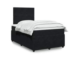 Cama Boxspring Com Colchão 120x190 Cm Veludo Preto
