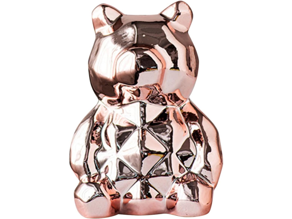 Estatueta Decorativa Cerâmica Eletrogalvanizada Escultura Delicada Durável Decoração Artesanato Urso Casa GOKOCO