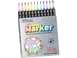 Conjunto de 12 Canetas Glitter Coloridas Sortidas para Crianças Ponta Dupla SFUSHOS