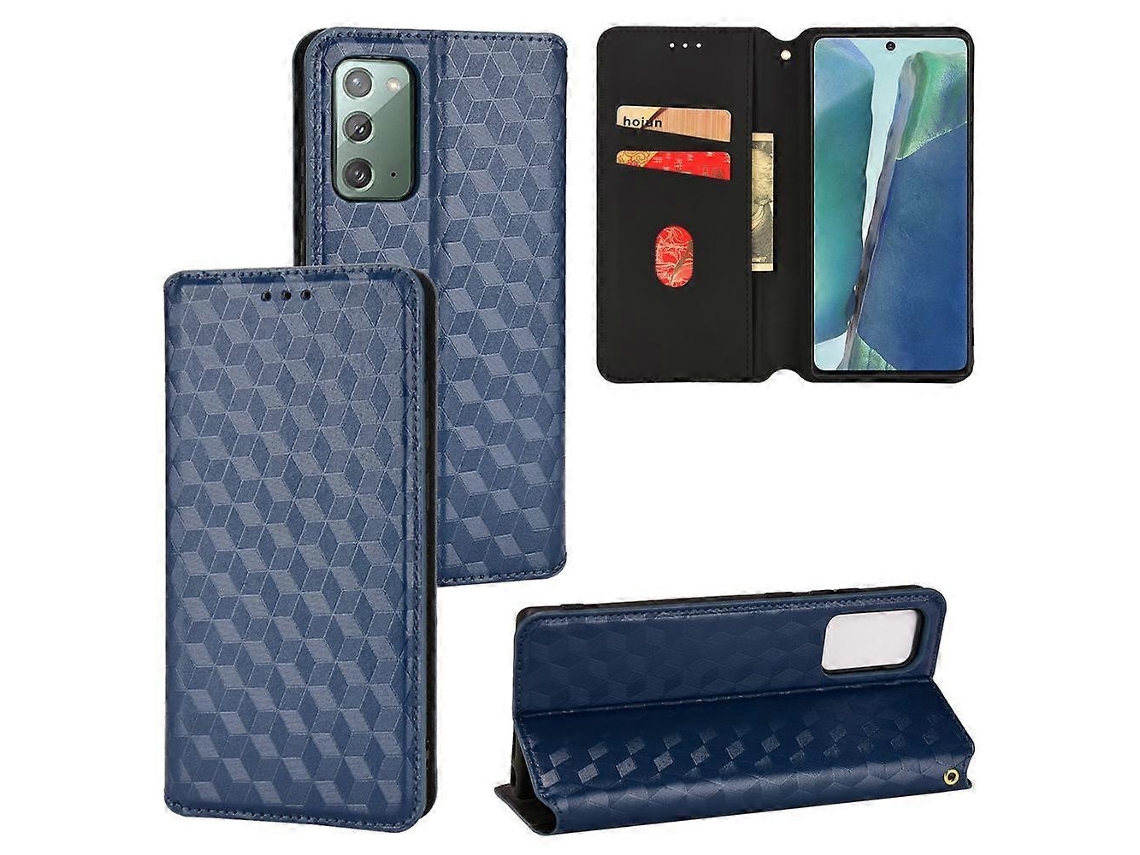 Capa De Celular De Couro Com Textura De Grade Cúbica