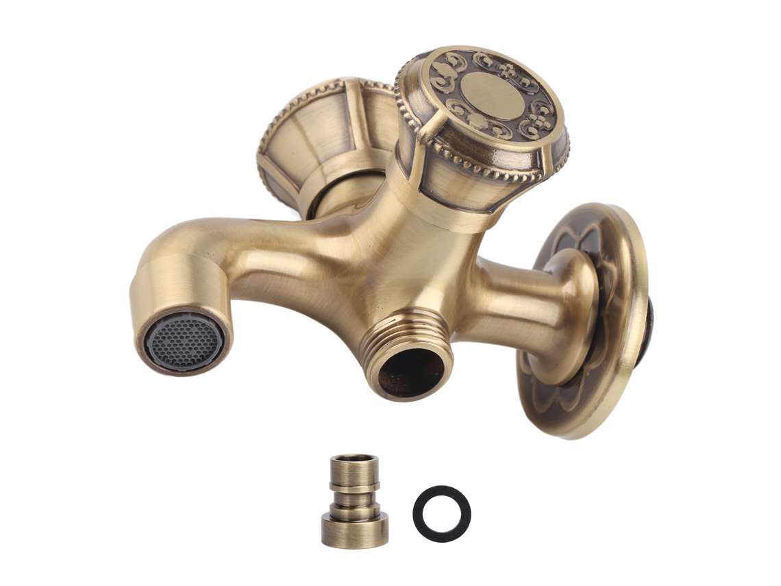 Torneira de Água Quente e Fria MARCA G1/2, para máquina de lavar, instalação parede, latão