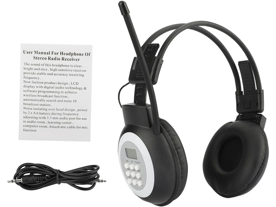Fones De Ouvido Portáteis Com Rádio Fm, Visor E Cancelamento De Ruído