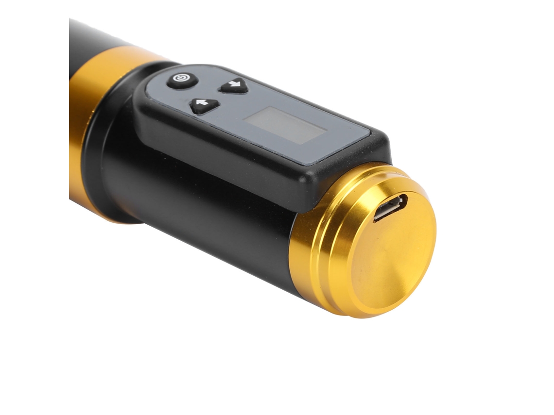 Caneta De Tatuagem Eoocoo Preto E Dourado Com Bateria Embutida E Display Lcd