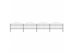 Vidaxl Cerca De Jardim Com Topo Em Forma De Lança Em Aço 714,5x125 Cm, Preta