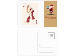 Conjunto de 20 Cartões postais em Formato Coração com Estampa Papai Noel. 14,6 X 9,8 Cm