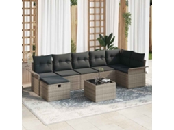 Vidaxl Conjunto De Sofá De Jardim 8 Unid. Cinzeto Vime Pe
