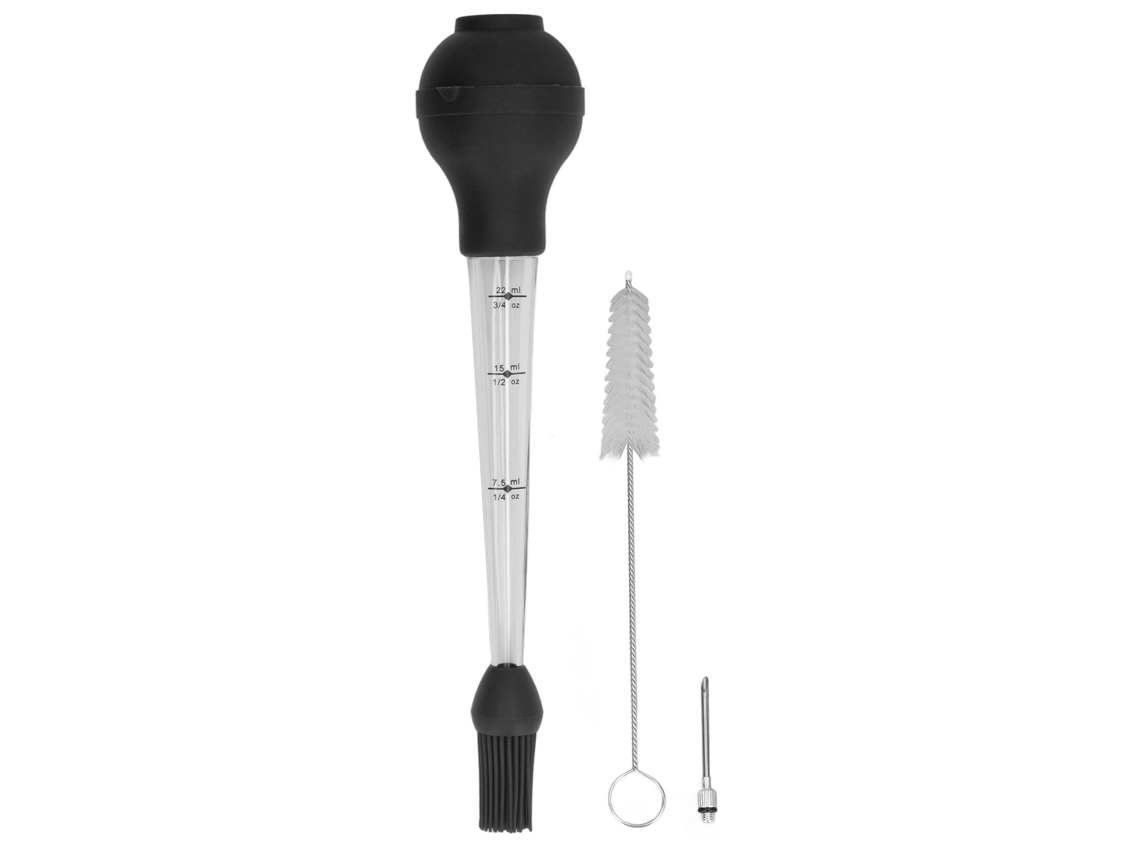 Agulha Baster De Peru Com Escova Molho, Tempero Tube For Dropejamento Óleo Churrasco, Preto