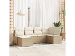 Vidaxl Conjunto De Sofás Com Almofada 8 Pcs Bege E Creme Vime Pe