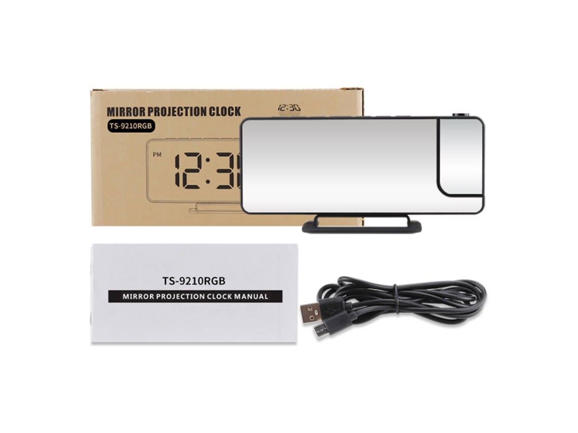 Reloj Alarma Proyección 180° Led Espejo Digital