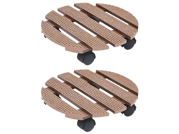 Vidaxl Suportes Com Rodas Para Vasos 2 Pcs Ø30x7,5 Cm Wpc Castanho