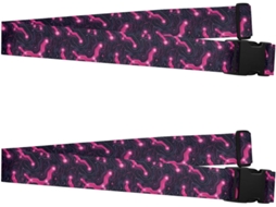 Conjunto De 2 Cintas Bagagem Cor Pêssego Quente E Preto Resistentes Ajustáveis Acessórios Viagem Para Maior Segurança