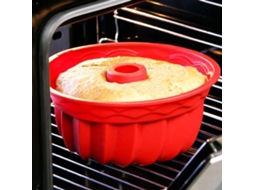 Forma Assadeira Redonda Silicone Com Furo 23cm Antiaderente Flexível, Ideal Bolo Pudim Angel Cake, Gokoco
