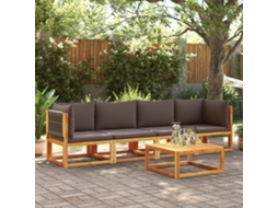 Vidaxl Conjunto De Sofás De Jardim Vidaxl De 4 Peças Com Almofadas De Madeira De Acácia E Corda