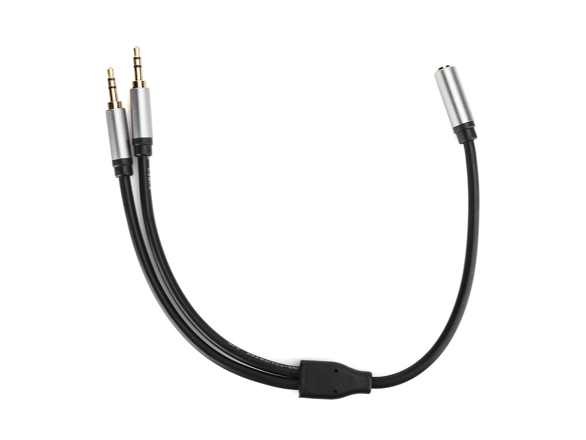 Aetheria cabo de Áudio Aux 3.5mm 1 Fêmea para 2 Machos Split 0.3m Conexão Estéreo Durável