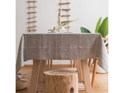 Toalha De Mesa Retangular De Algodão E Linho Durável, Cor Sólida, Bordada, Para Decoração De Mesa De Jantar De Cozinha (135x135 Cm)