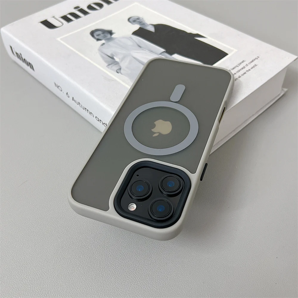 Capa Magsafe Com Carregamento Sem Fio Magnético Para Iphone (iphone 14 Plus, Cinza), Acabamento Fosco.