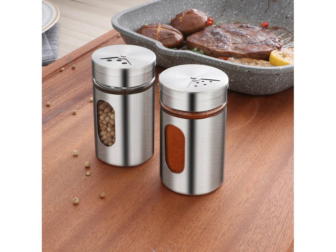 Primeiro pimenteiro de aço inoxidável com vidro para condimentos e churrasco.
