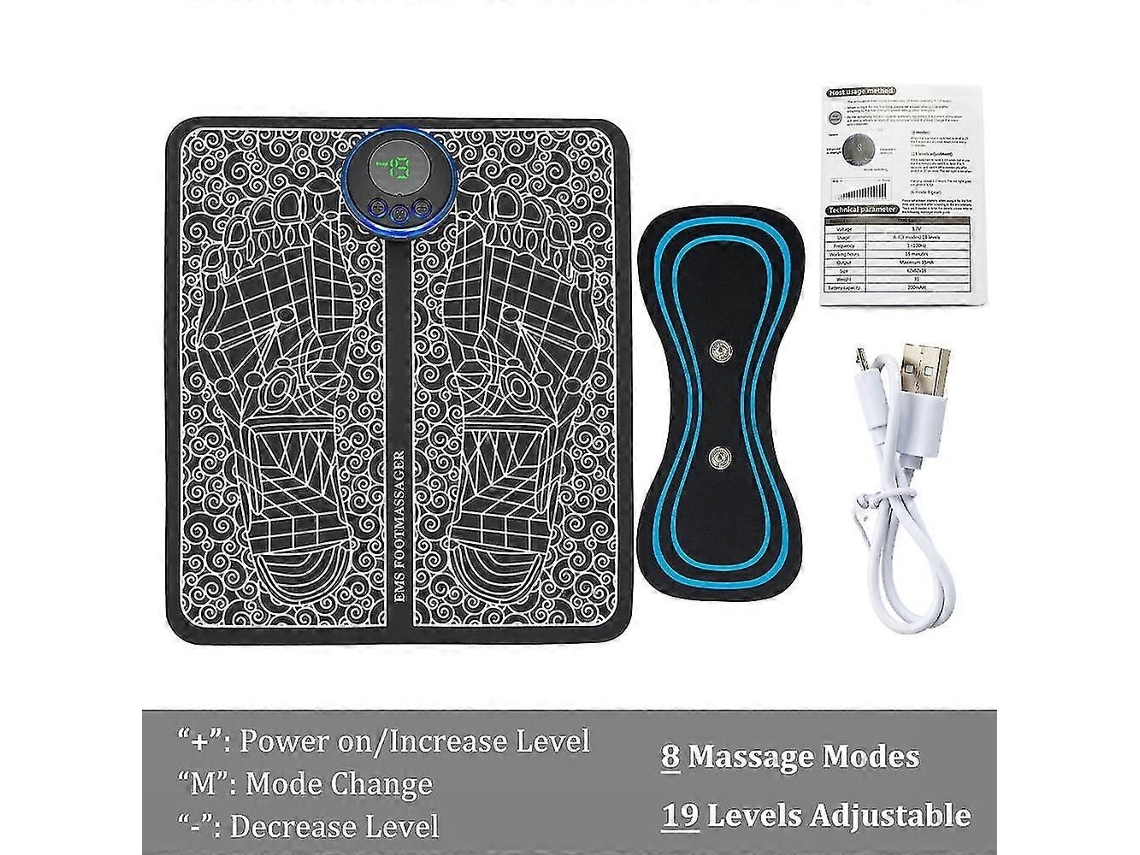 Tapete Massageador De Pés Elétrico Tens Almofada Dobrável Massagem Estimulação Muscular Fisioterapia Terapia Física Salud